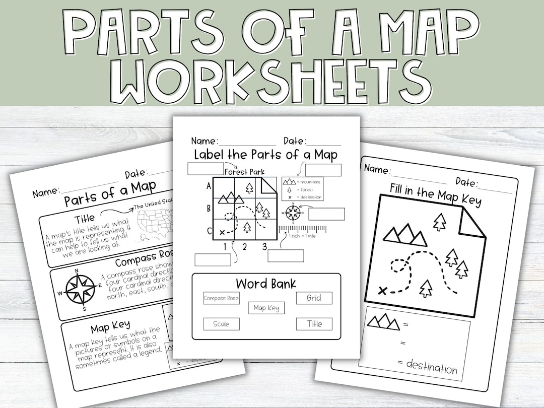 Printable Parts of a Map Worksheets Map Worksheet, Homeschool