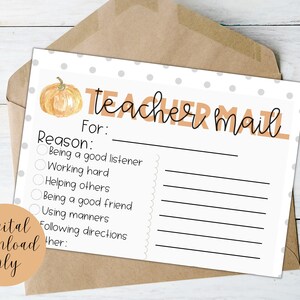 Correio do professor para impressão | Outono, aquarela, volta às aulas, professor para impressão, bilhete do professor, cartão postal do professor, correio feliz, tema de outono