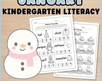 Arbeitsblätter für die Lese- und Schreibförderung im Kindergarten (Januar) – keine Vorbereitung nötig | Winterliche Arbeitsblätter für Lese- und Lautübungen im Kindergarten, Morgenarbeit, sofort einsatzbereit