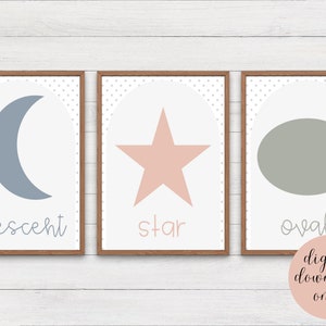 Boho Rainbow Shape Posters | Polka-Dot, Classroom Decor, Educational Posters, Boho Classroom, Printable Wall Art, Homeschool Decor, Rainbow