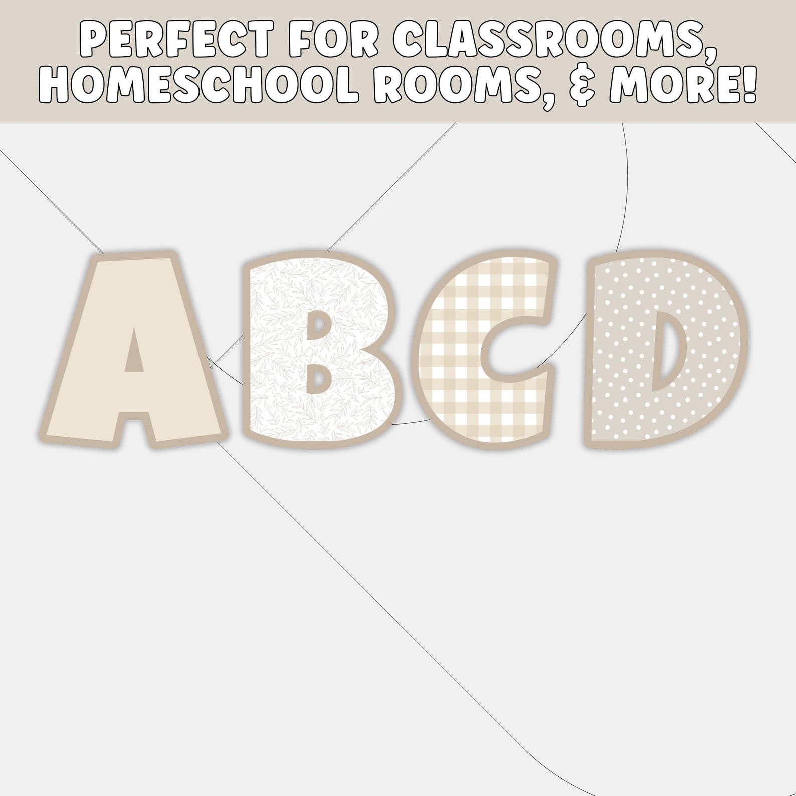 Neutral Bulletin Board Letters for Minimalist Classroom Decor, Taupe ...