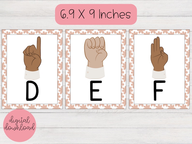American Sign Language Alphabet Posters Retro Classroom Etsy