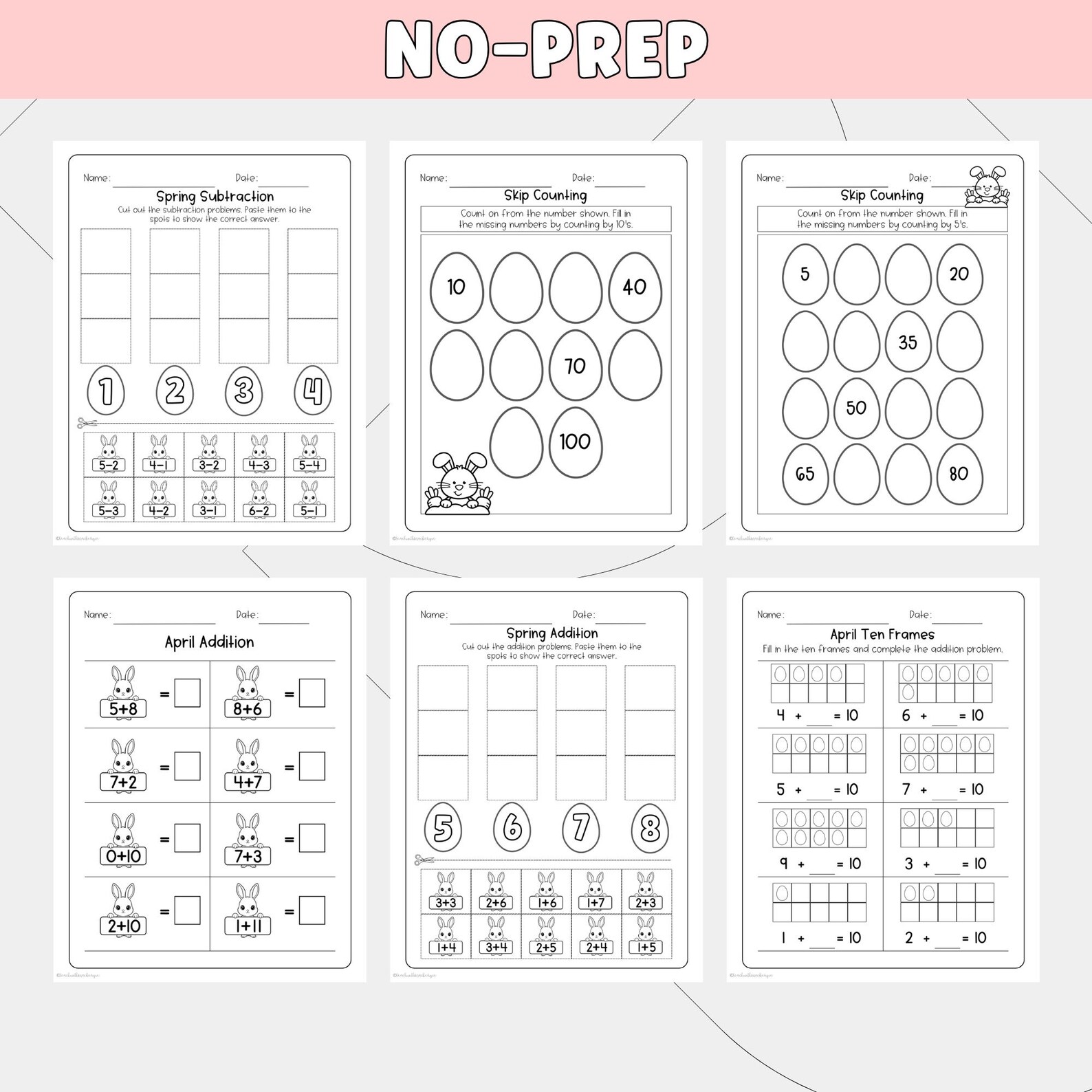 Spring Math Packets Kindergarten Math Worksheets April Printable, Easter Math Activities ...