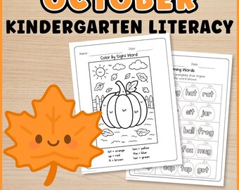 Herbstliches Arbeitsblattpaket für den Lese- und Schreibunterricht im Kindergarten – keine Vorbereitung nötig | Arbeitsblätter für den Heimunterricht, Herbst-Arbeitsblattpaket, Kindergarten-Arbeitsblatt, Englisch im Herbst