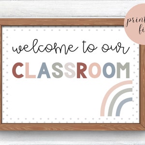 Welcome To Our Classroom, Boho Classroom Decor, Classroom Sign, Rainbow Wall Decor, Back To School, Teacher Gift, School Wall Art, Classroom Print