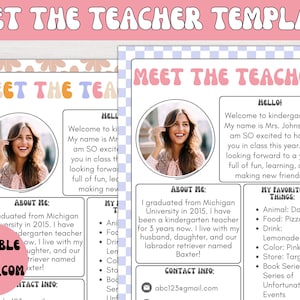 Retro Meet the Teacher Template | Groovy Meet the Teacher Template, Editable Template, Back to School, Retro Classroom, Teacher Template