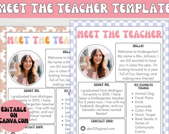 Retro Meet the Teacher Template | Groovy Meet the Teacher Template, Editable Template, Back to School, Retro Classroom, Teacher Template