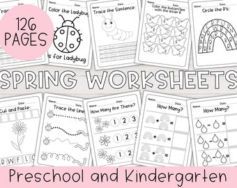 pre k 5 worksheets Spring Worksheet Bundle | Preschool Worksheets, Kindergarten Worksheets, Homeschool Worksheets, Printable Worksheets, Spring Activities, png