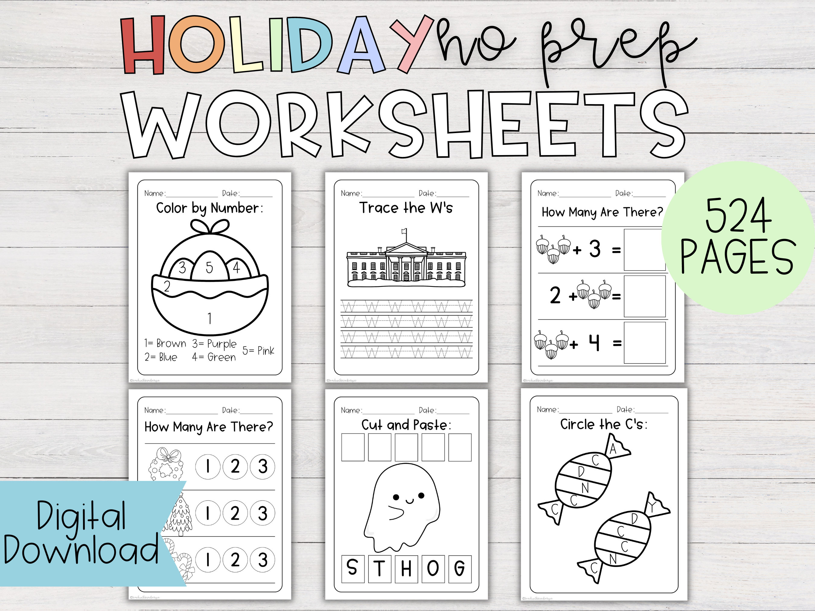 Holiday worksheet bundle for preschool and kindergarten | holiday worksheets,  holiday activities, preschool worksheets, homeschool worksheet - etsy