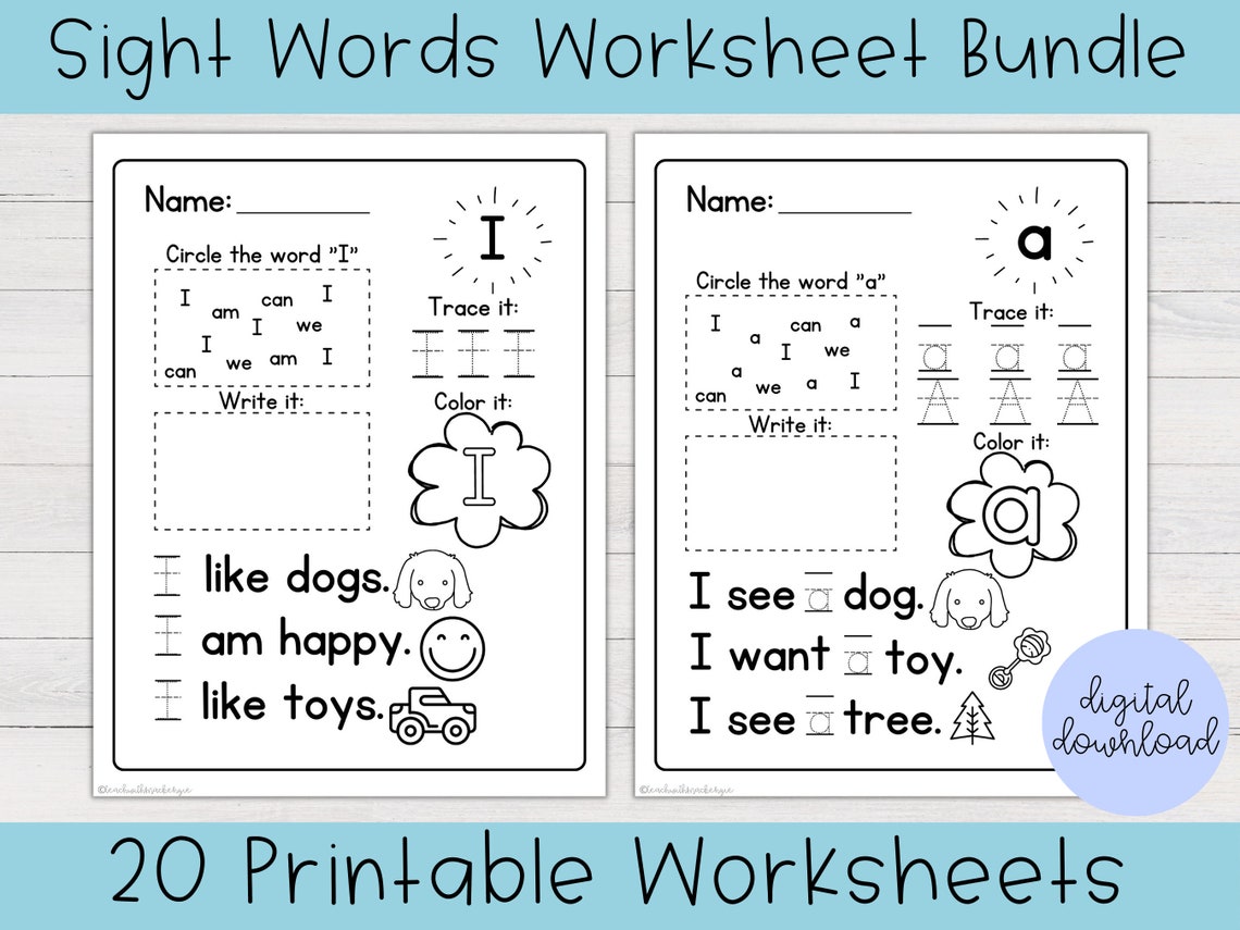 Sight Words Worksheets Bundle Printable Sight Word - Etsy
