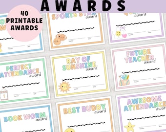 Ende des Jahres Auszeichnungen bearbeitbare Zertifikate | Druckbare Studenten Auszeichnungen | Klassenzimmer Auszeichnungen Bundle | Canva Vorlage | Letzter Tag der Schulpreise