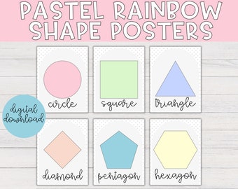 Pastel Rainbow Shape Posters | Classroom Decor, Educational Posters, Shapes Poster, Educational Poster, Homeschool Decor, Pastel Classroom