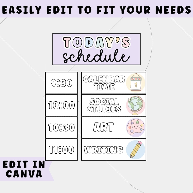 Printable & Editable Classroom Schedule, Daisy Pastel Classroom Decor, Daily Routine Cards for Teachers, Visual Schedule for Classroom image 6