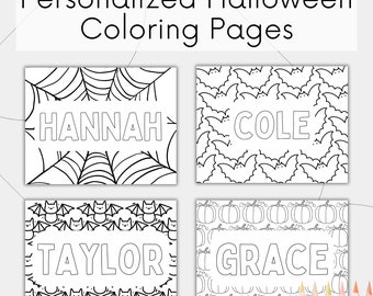 Personalized Halloween Coloring Page | Custom Coloring Page, Name Coloring Page, Halloween Party Activity, Halloween Name Coloring Sheet