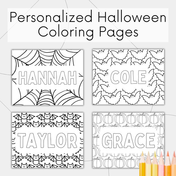 Personalized Halloween Coloring Page | Custom Coloring Page, Name Coloring Page, Halloween Party Activity, Halloween Name Coloring Sheet