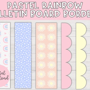 Pastel Rainbow Bulletin Board Borders | Pastel Rainbow Classroom Decor, Bulletin Borders, Back to School, Pastel Bulletin Board, Printable