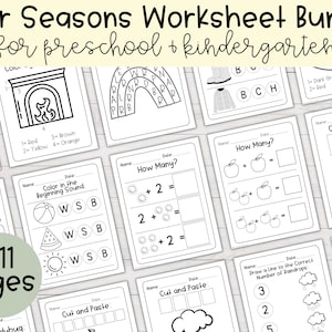 Four Seasons Worksheet Bundle for Preschool and Kindergarten | Preschool Worksheets, Kindergarten Worksheets, Seasons Activities, Homeschool