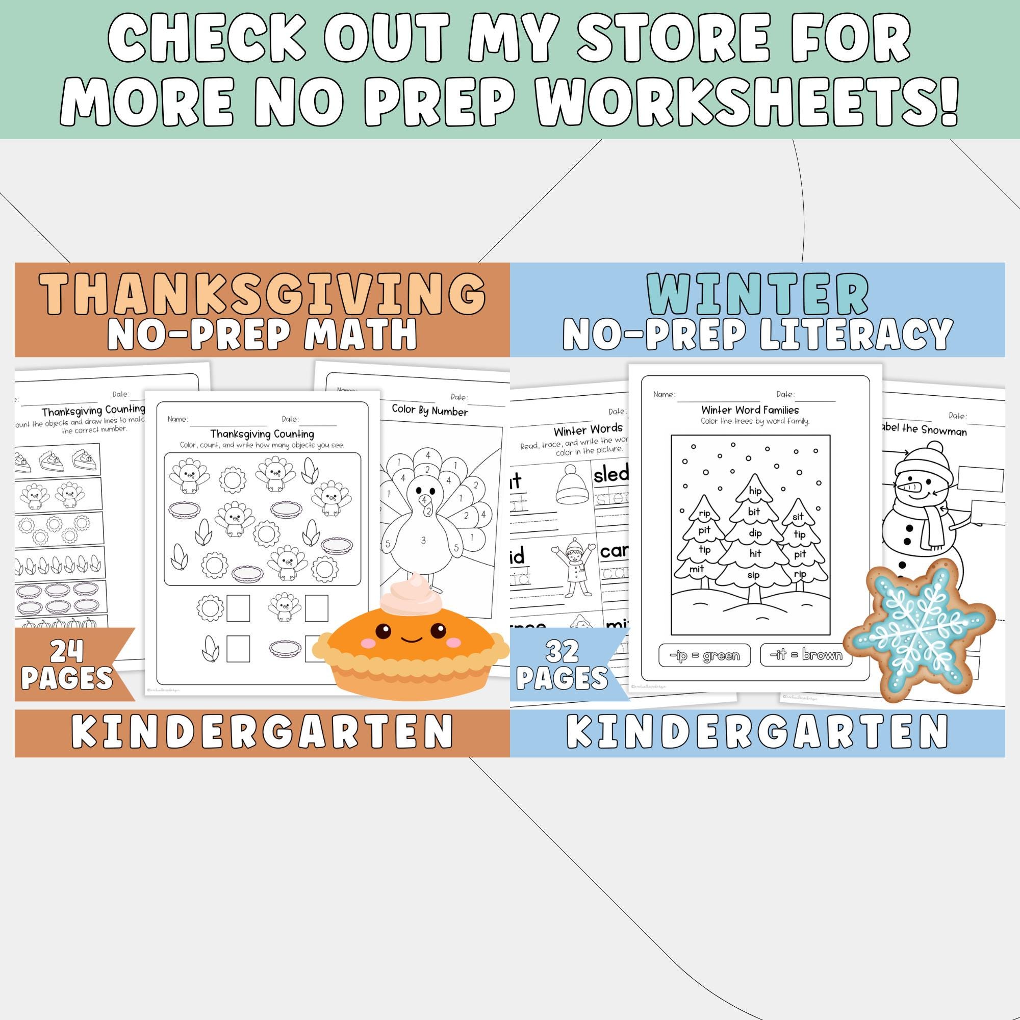 No-prep Christmas Math Worksheets for Kindergarten | Printable Holiday ...