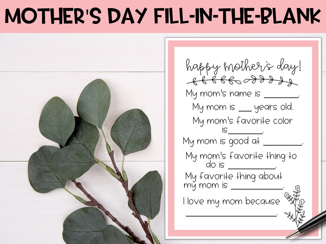 Mother's Day Fillintheblank Worksheet Mother's Day Fill in the Blank