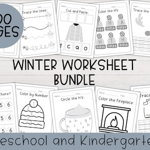 Winter Worksheet Bundle for Kindergarten and Preschool | Homeschool, Preschool Activities, Winter Worksheets, Winter Activities, Christmas