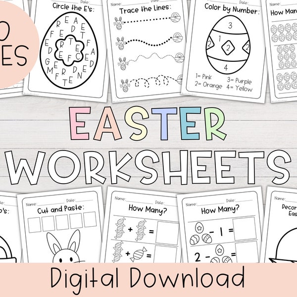 Easter Worksheet Bundle | Preschool Worksheets, Kindergarten Worksheets, Homeschool Worksheets, Easter Activities, Preschool Printables