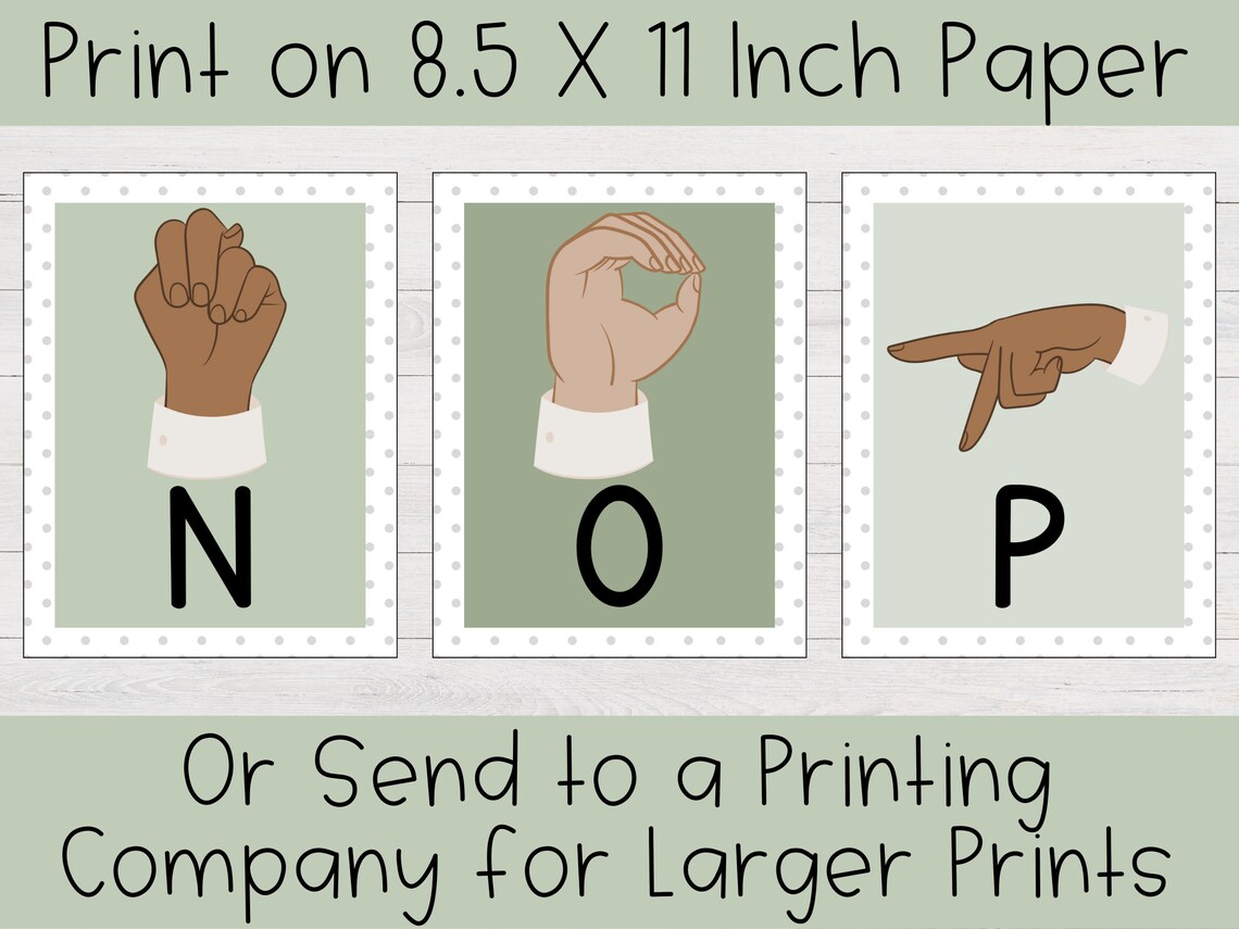 American Sign Language ABC Posters | Modern Greenery ABC Posters ...