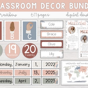 Boho Rainbow Classroom Decor Bundle | Classroom Posters, Boho Classroom, Rainbow Classroom, Classroom Bundle, Back to School, Boho Decor