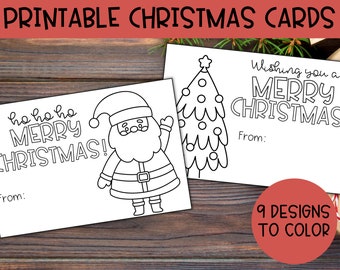 Coloring Christmas Cards | Printable Christmas Cards to Color, Colouring Christmas Cards, Christmas Activity, Kids Christmas Card, Students