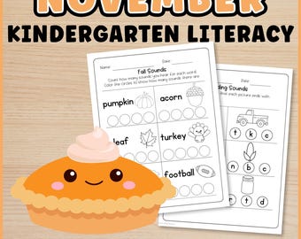 Arbeitsblätter zur Leseförderung für den Kindergarten zum Thema Thanksgiving (keine Vorbereitung nötig) | Herbstliche Lese- und Schreibaktivitäten | Buchstabenerkennung, CVC-Wörter, Sichtwörter