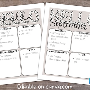 Editable Fall Teacher Newsletter Template | Dalmatian Print, School Newsletter, Editable Template, Weekly Newsletter, Canva Template
