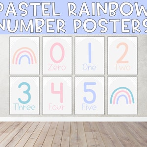Pastel Rainbow Number Posters | Classroom Decor, 0-20, Number Posters, Kids Room Decor, Classroom Display, Educational Wall Art, Numbers