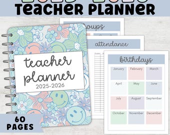 Printable Lehrer-Planer 2025-2026 | Bearbeitbarer Lehrerplaner PDF | Stundenplan, Kalender, To-Do Liste, Wochenplaner | Sofort Download