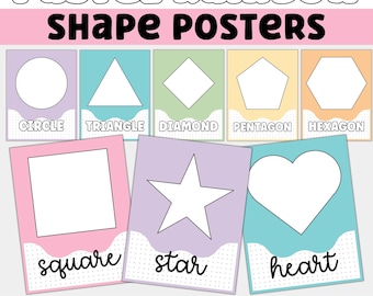 Printable Pastel Rainbow Shape Posters | Classroom Decor, Educational Wall Art for Kids, Geometric Shapes, Preschool Homeschool Printable