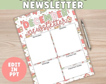 Bearbeitbarer Dezember Weihnachtsrundschreiben | Weihnachten Power Point Vorlage Klassenzimmer Newsletter, Elternmitteilung, Feiertagsnewsletter