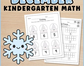 Winterliches Mathe-Arbeitsblattpaket ohne Vorbereitung für den Kindergarten | Arbeitsblätter für den Heimunterricht im Dezember