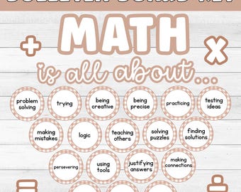 Bij wiskunde draait alles om bulletinboardkit | Neutraal wiskundeklasdecor, afdrukbaar wiskundehulpmiddel, bruin klasdecor, neutraal klasdecor