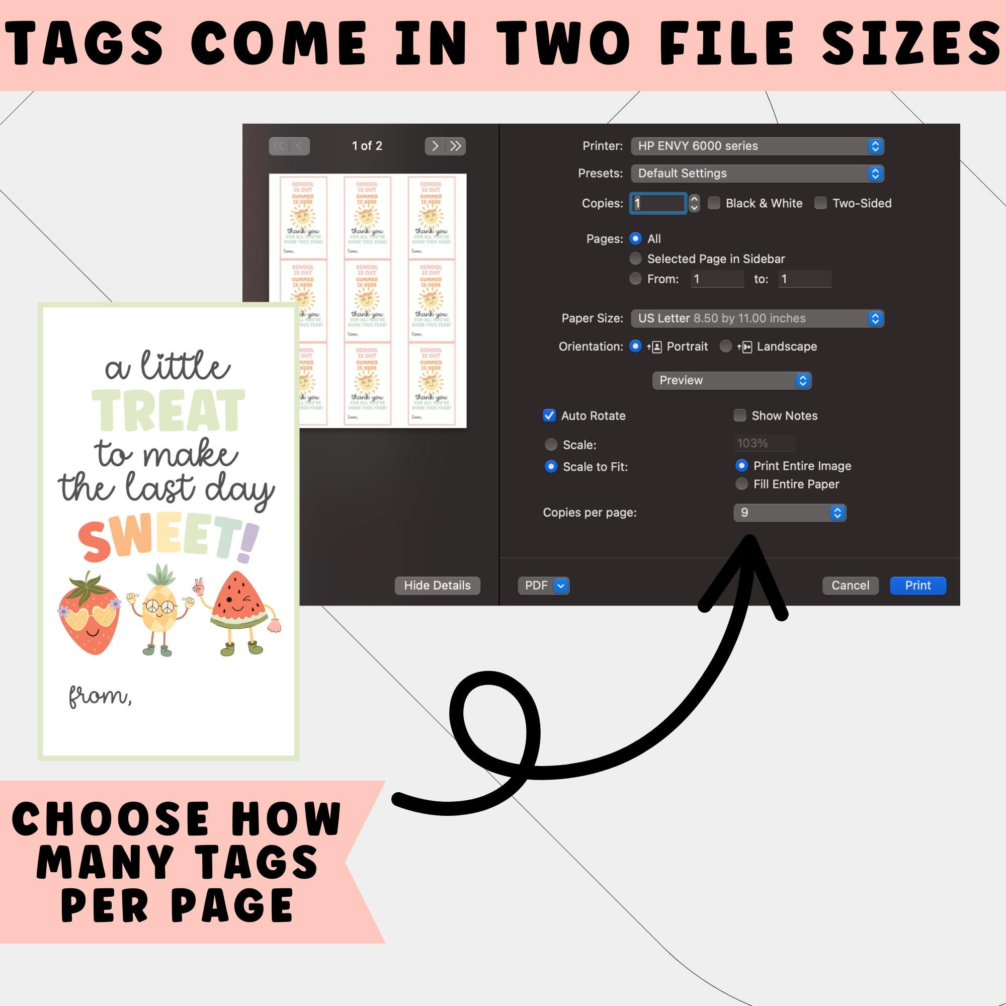 Last Day of School Gift Tags | Editable and Printable Teacher Gift Tag ...
