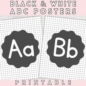 Black and White Alphabet Posters for Minimal Classroom Decor, Black & White ABC Signs for Classroomr, Educational Posters, Homeschool Decor