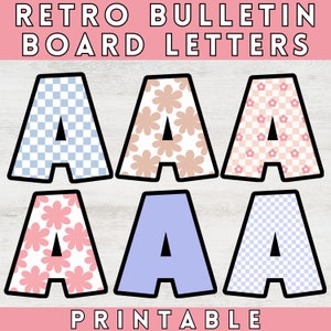 Retro Bulletin Board Letters for Retro Classroom Decor, Groovy Bulletin Board Letters, Back to School, Printable Classroom Letters, Checker