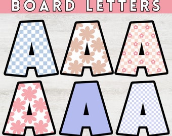 Retro Bulletin Board Letters for Retro Classroom Decor, Groovy Bulletin Board Letters, Back to School, Printable Classroom Letters, Checker