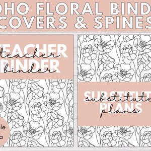Boho Floral Binder Covers and Spines | Edytowalne Binder Covers, Binder Spines, Drukowane Binder Covers, Nauczyciel Binder, Powrót do Szkoły, Canva