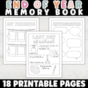 End of the Year Memory Book for Preschool, Kindergarten | Printable End of Year Memory Book for Students, End of the Year Memory Spanish