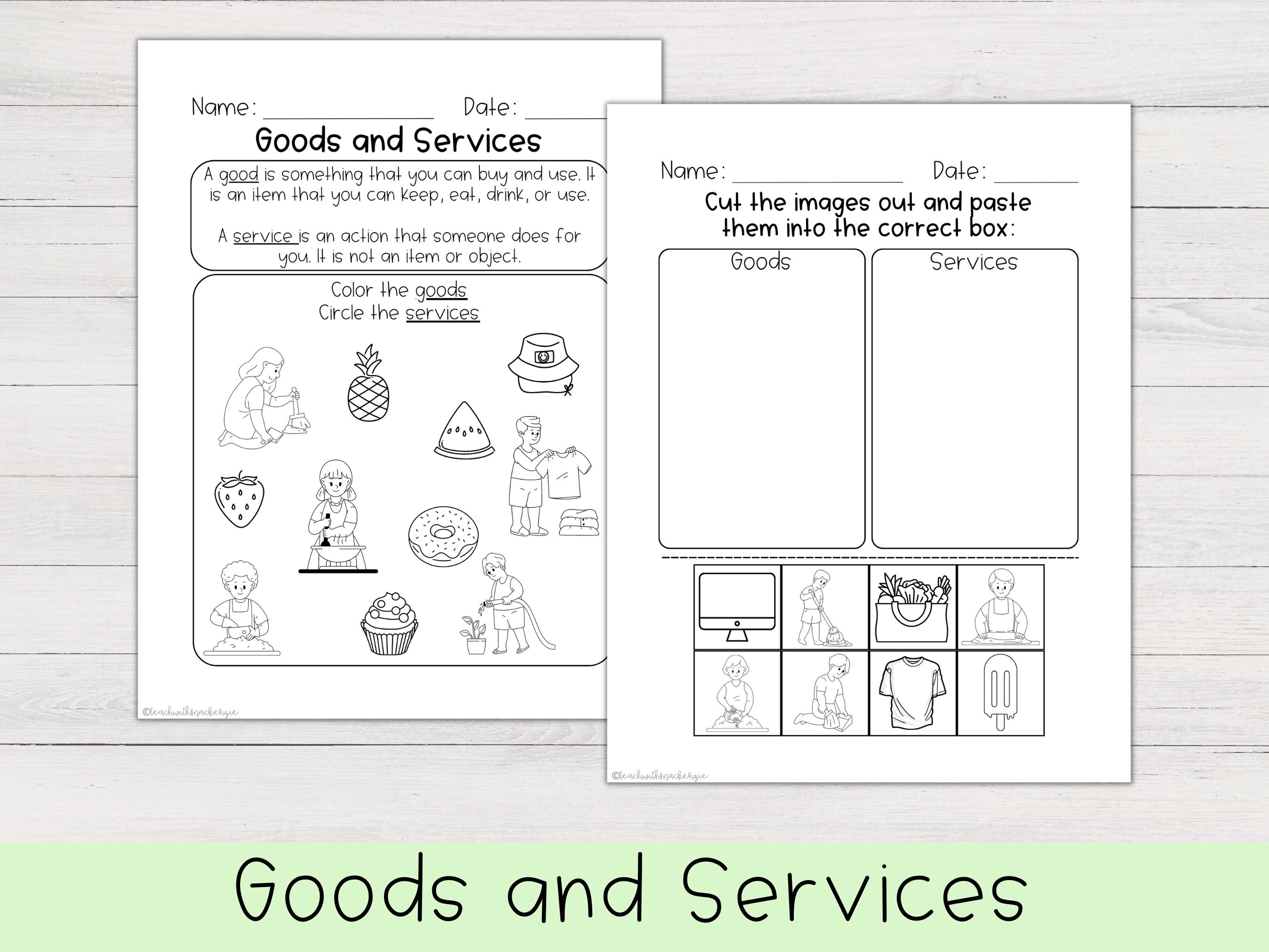Goods And Services Worksheets