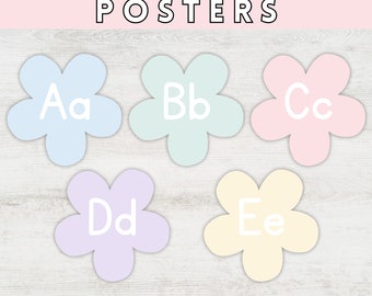 Daisy Alphabet Posters for Pastel Classroom Decor, Daisy ABC Signs for Pastel Classroom Decor, Educational Posters, Homeschool Decor, ABC