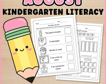 Arbeitsblätter zum Schulstart im Kindergarten | Morgenarbeit im August | Druckbare Lese- und Schreibübungen für den Kindergarten | Vorschul-Übungsblätter zum Ausdrucken