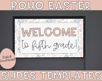 Easter Slides Templates | Easter Google Slides Template, Easter Powerpoint Template, Boho Rainbow Slides, Boho Classroom, Easter Classroom