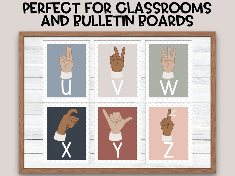 American Sign Language ABC Posters | ASL Posters, Boho Rainbow ASL ...