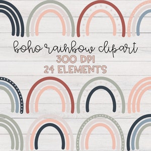 Boho Rainbow Clipart | Rainbow Clipart, Rainbow PNG, Boho Rainbow SVG, Pastel Clipart, Boho Rainbow Classroom, Cricut Cut File, Boho ClipArt