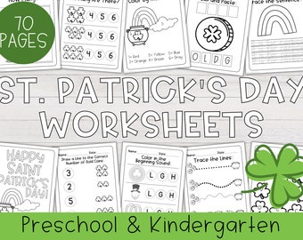 St Patrick's Day Worksheet Bundle | Preschool Worksheets, Kindergarten Worksheets, Leprechaun, St Patricks Day Activity, Homeschool, Clover