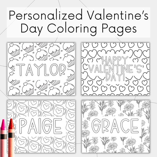 Personalized Valentine's Day Coloring Page | Custom Name Coloring Page, Valentines Day Party Activity, Valentine's Day Name Coloring Sheet